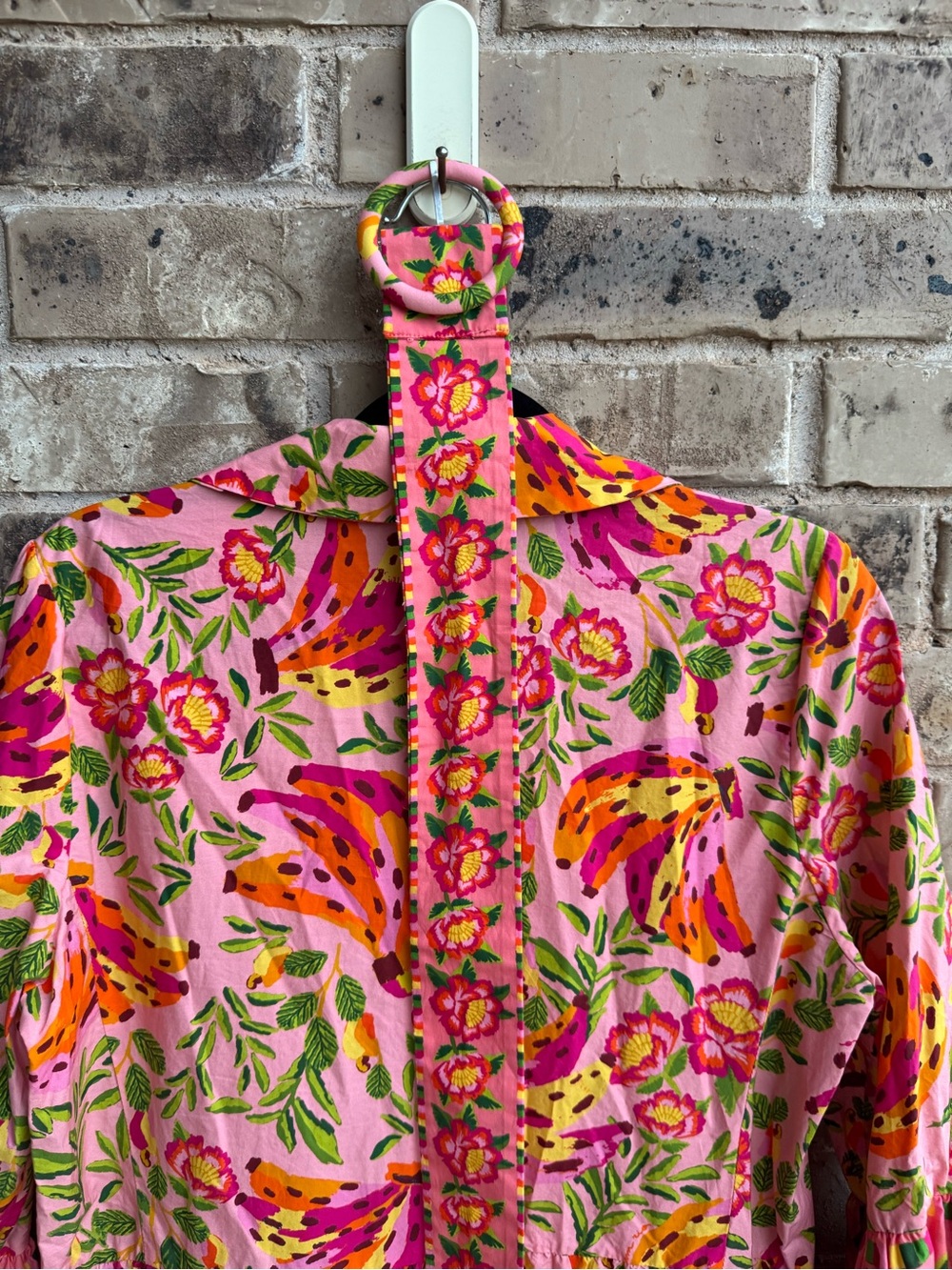Farm Rio Painted Bananas Ruffle Shirt Midi Dress Size Large - Picture 11 of 14